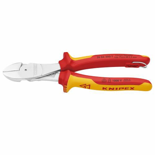 クニペックス KNIPEX 7406200TBK 絶縁強力斜ニッパー 落下防止 BK