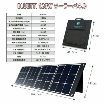 BLUETTI ソーラーパネル SP120 折り畳み 120W ポータブル電源セット 