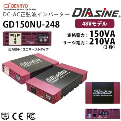 GD150NU-248 DC-AC正弦波パワーインバータ DIAsine ( ディアサイン ) 電菱 ( DENRYO ) 定格電力150VA  入力電圧 48Vdc【キャンセル返品不可】【時間指定不可】 納得価格