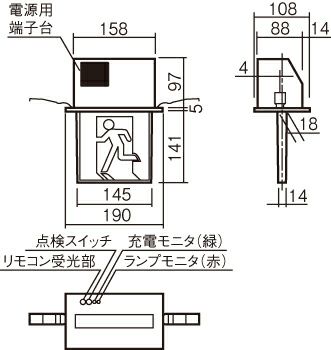 FA10362CLE1 天井埋込型 パナソニック LED 誘導灯 両面型 ・ 一般型 ( 20分間 ) リモコン自己点検機能付 ・ 自己点検機能付 /  C級 ( 10形 ) ＜パネル別売り 本体のみ＞ 納得価格